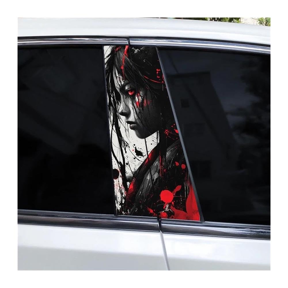 Decorative Items 2pcs Masks Female Samurai Car B-Pillar Waterproof Decal(E)