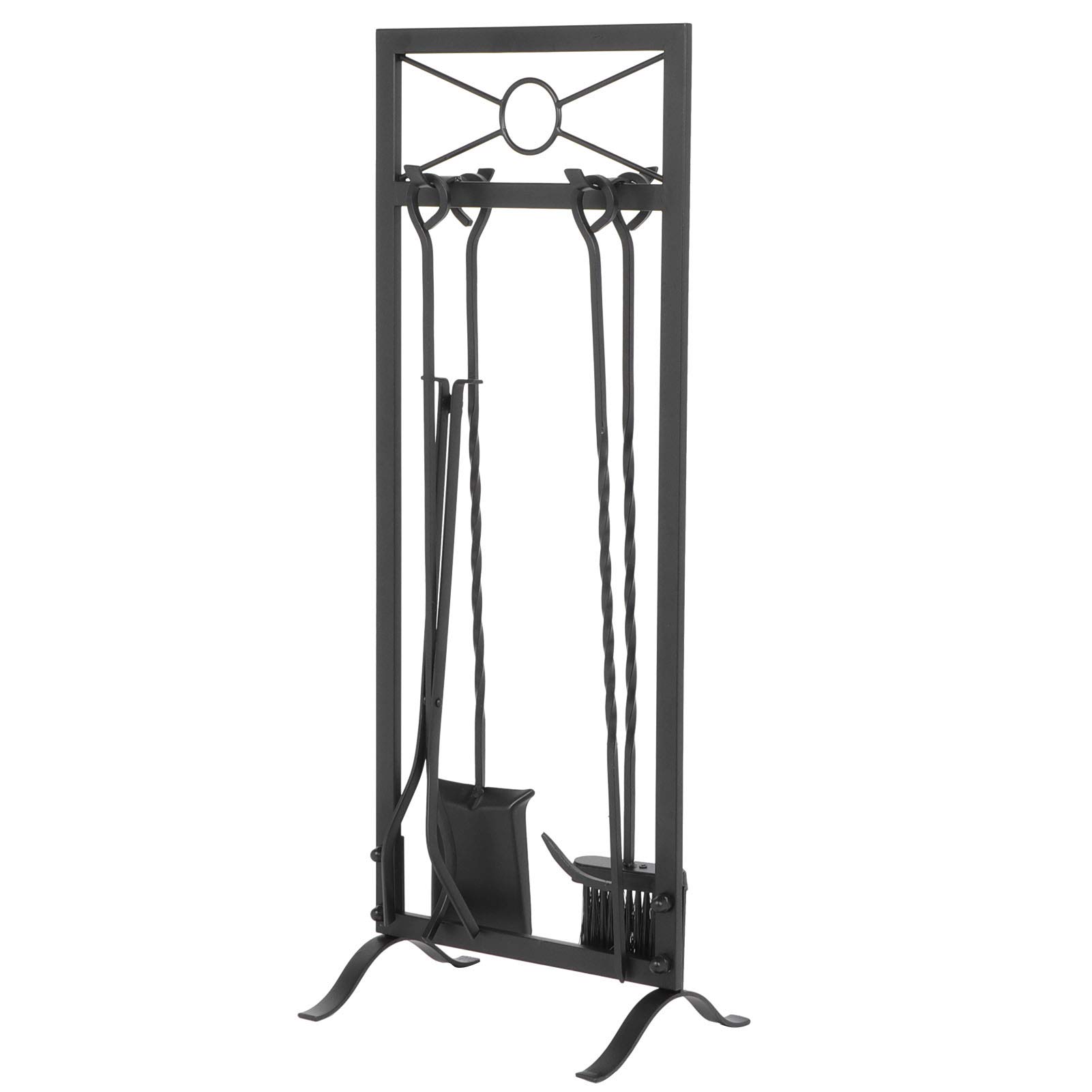 Cocoarm Juego de Herramientas para Chimenea Kit de Herramientas para Hoguera de Hierro con Soporte, Cepillo, Pala, Pinzas, Atizador, Base de 31,1 Pulgadas, Soporte Triangular, Fácil de Mover para