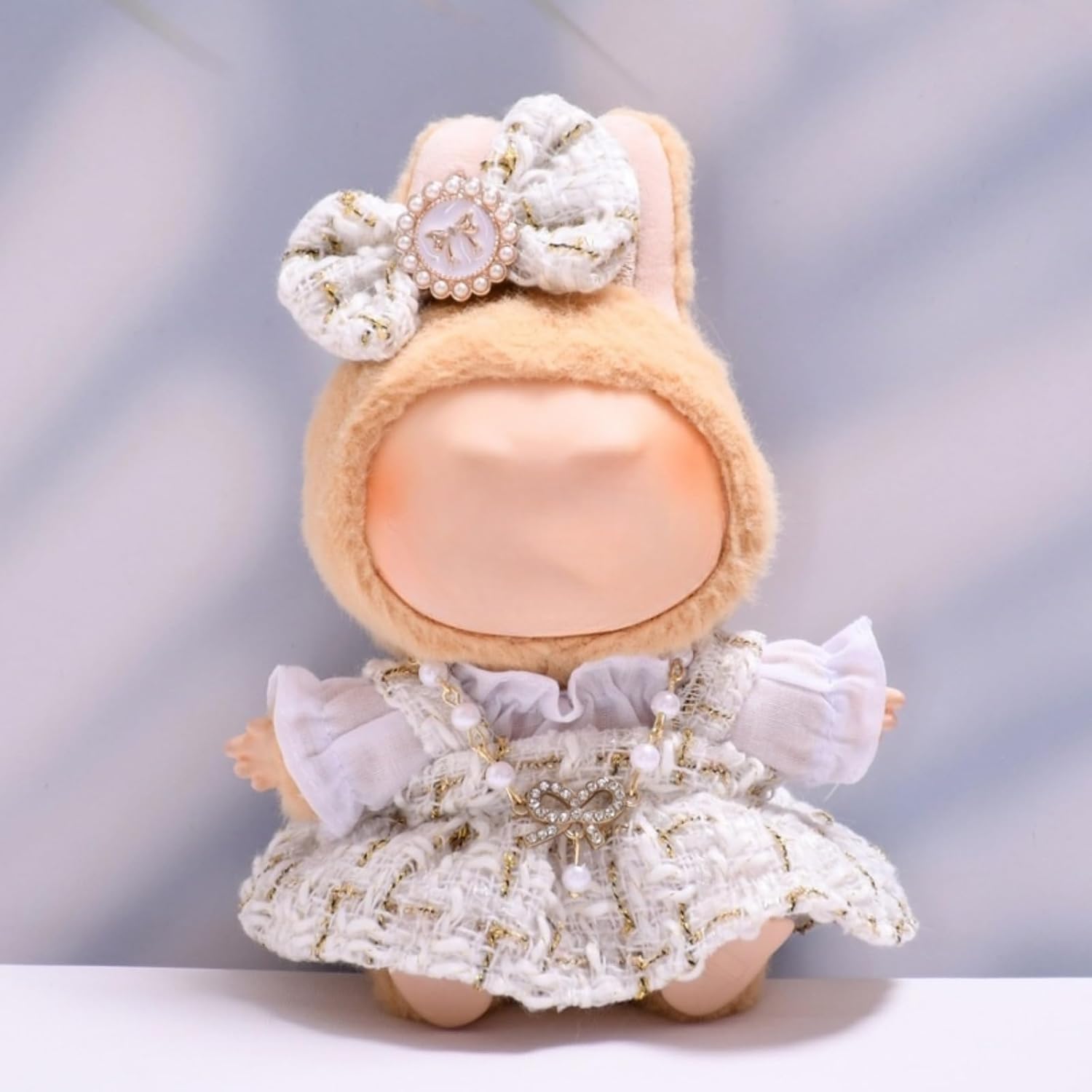 Doll Clothes 4-Piece Sets Compatible with Labubu Clothes Dolls Accessories Adorable Dress Up Suitable for 17CM (6.7INCHES) Dolls (No Doll)