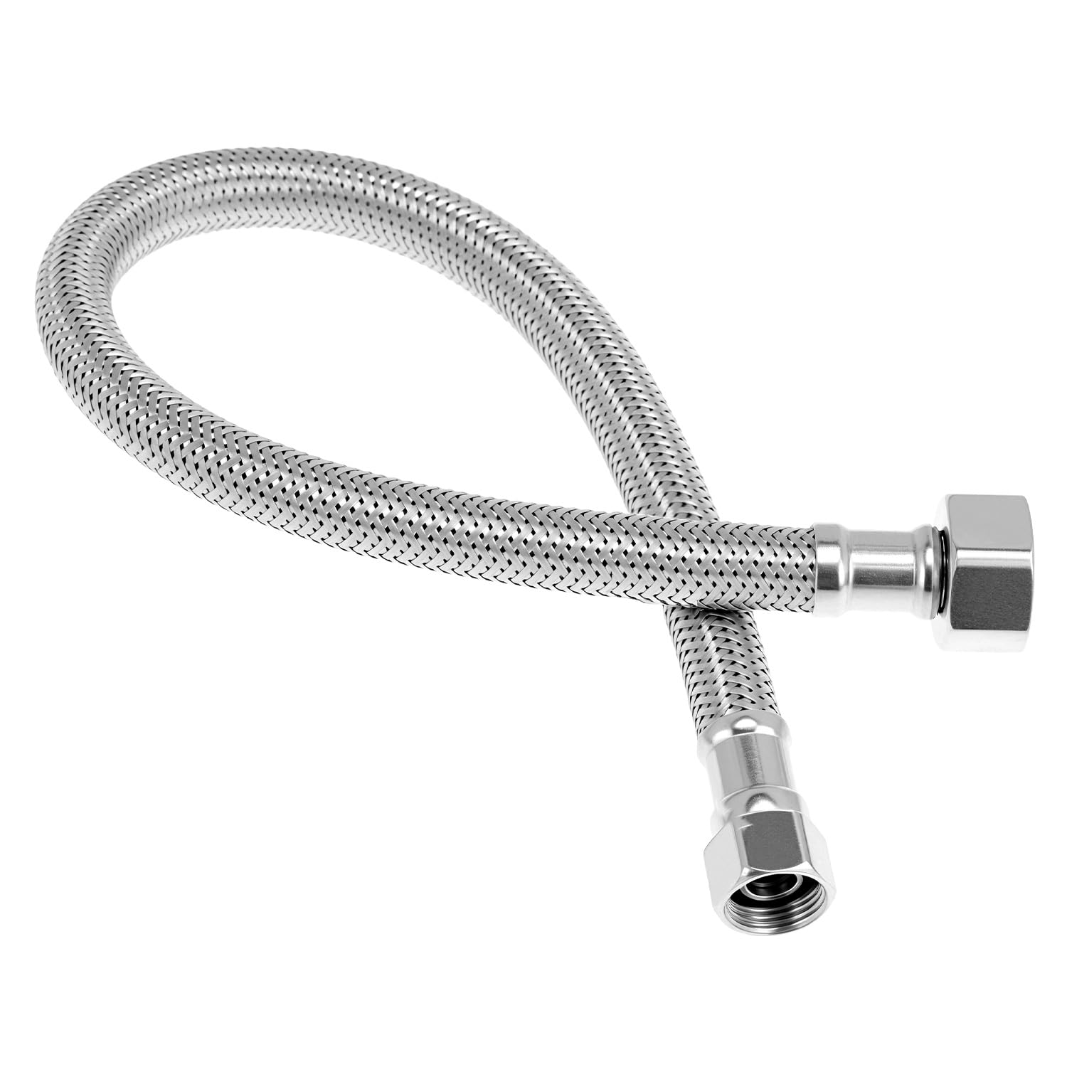 QWORK Tuyau de robinet de 40,6 cm, 10 lignes d'alimentation tressées en acier inoxydable, lignes d'alimentation de robinet, 40,6 x 0,95 cm Comp x 1,27 cm