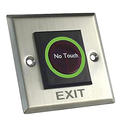 ZKTeco No Touch Stainless Steel Door Exit Switch/Touch Free Exit Push Release Button Switch for Electric Access Control - K1-1D