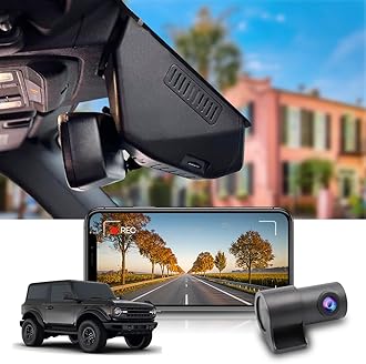 Fitcamx 2160P+Rear 1080P Dash Cam Adapts for Ford Bronco & Rapor 2021-2024 (Not for Bronco Sport) HD2-14873, OEM Look, Dual HD Video, WiFi & APP, Loop Recording, G-Sensor, Easy to Use, 128GB Card