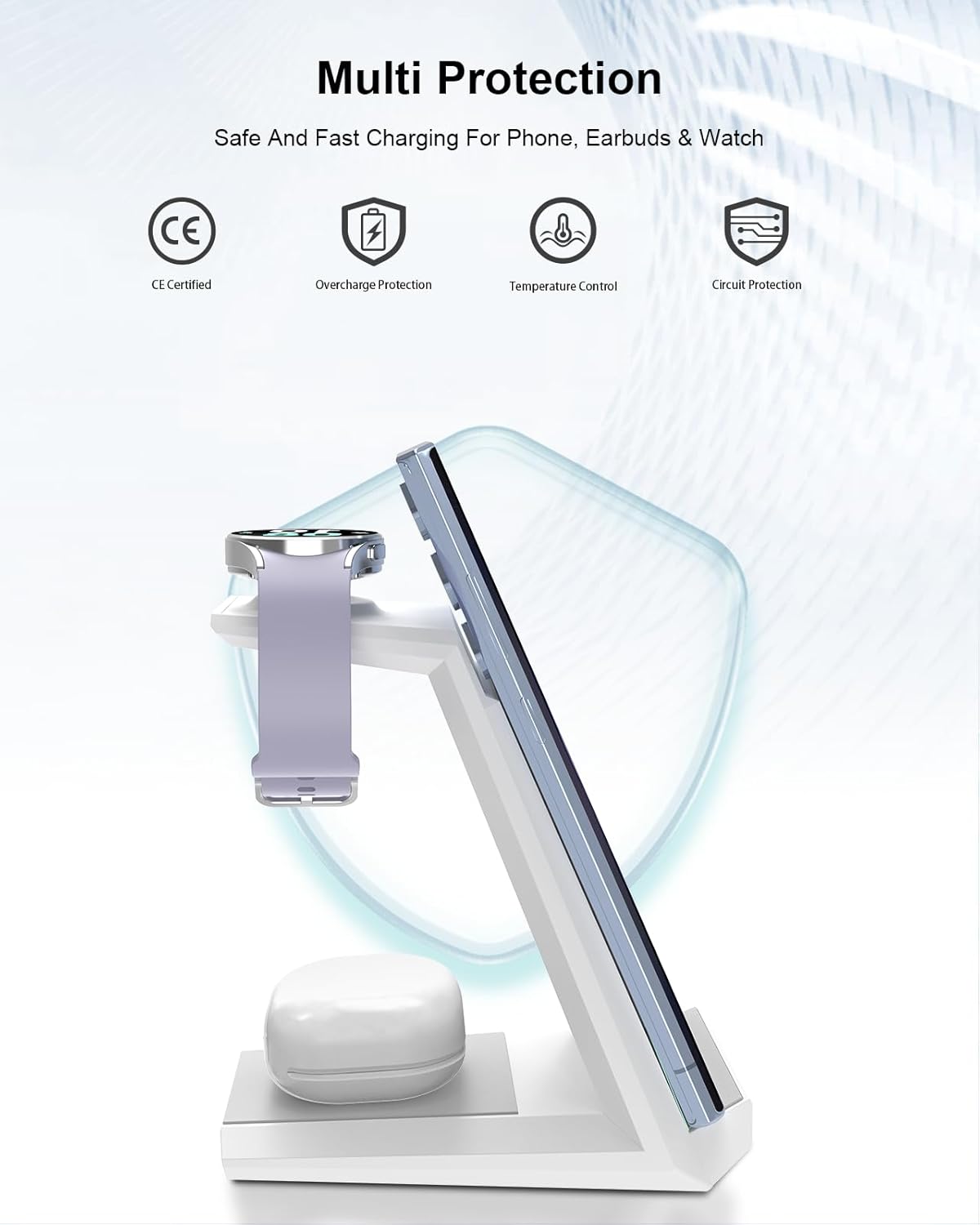 Wireless Charger for Samsung Charging Station, ADADPU 3 in 1 Charger Stand for Multiple Devices Fast Dock for Galaxy S26 S25 S24 S23 Ultra S22 Z Flip Fold 5, Samsung Watch 7/6/5/4/3/Pro, Galaxy Buds