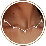 ZHESHY Dainty Colliers en or argenté pour les femmes Non tarnish tendance 14K Collier de Zirconia Cubic plaqué or Cute Butterfly Heart Station Collier de Choker Stack pour mariage