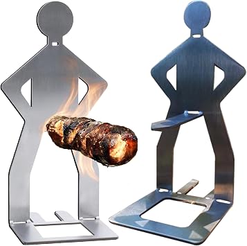 2PCS Stainless Steel BBQ Hot Dog Holder, Funny Sausage Roaster Stand Rack, Portable Hotdog Grill Tool, Creative Standing Man BBQ Accessory, Barbecue Tools for Party Birthdays, Gifts for Men