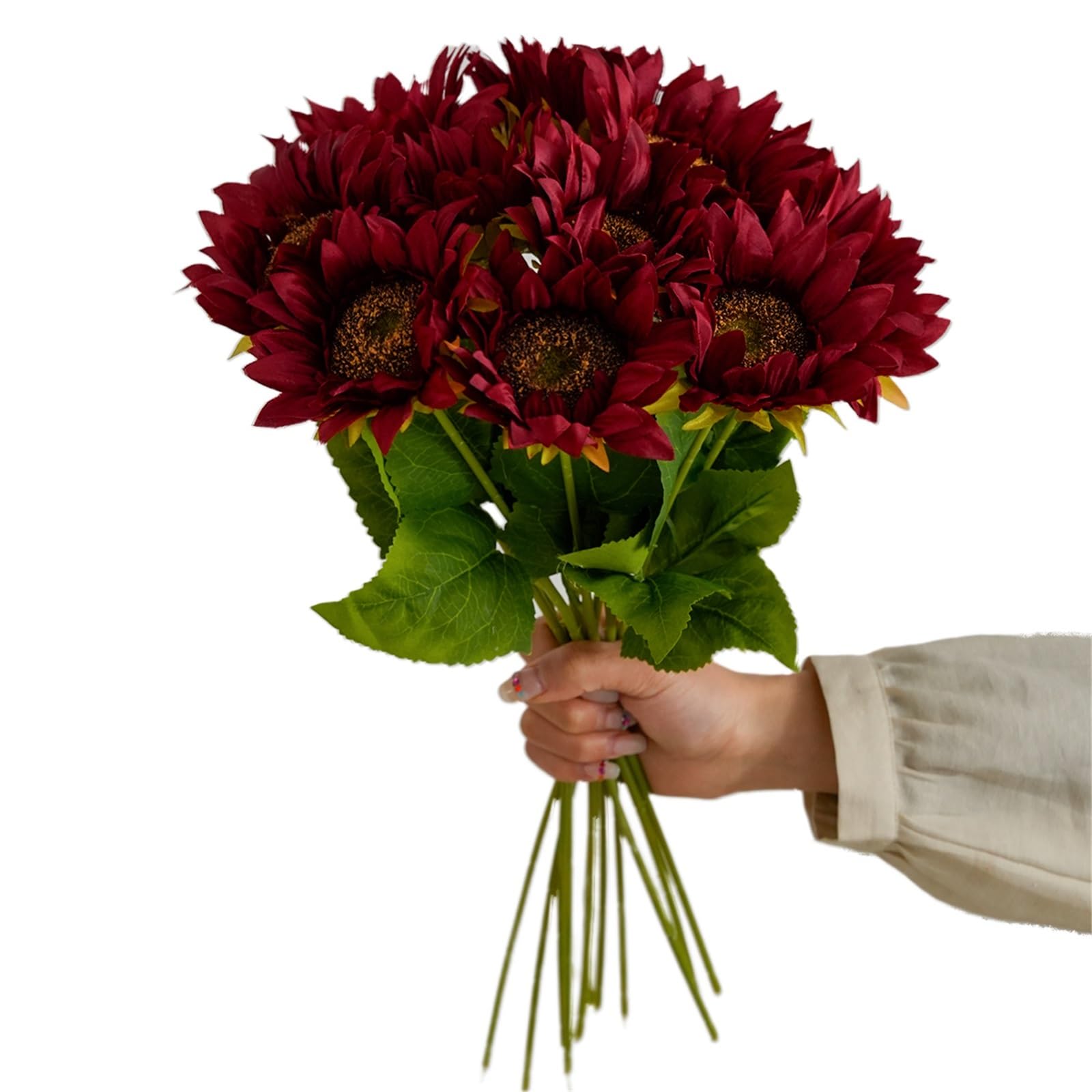 Dcrxz Artificial Flowers 5PCS Sunflower Artificial Flowers Sunflower Decoration Realistic Silk Daisies for Home Flower Arrangement Wedding Party(Red)