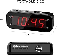 Vista 2 de Small Digital Alarm Clock with Temperature Display - Battery Operated,Adjustable Brightness,Snooze,12/24Hr,Cordless,Night Mode - Ideal Beside Clock