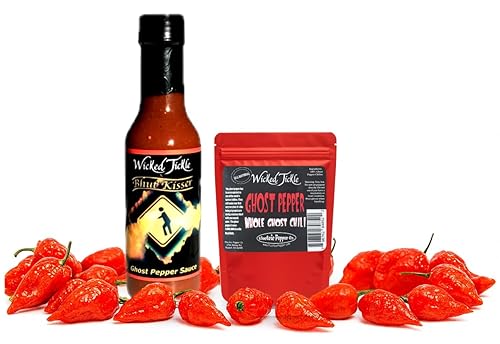 Ghost Pepper Hot Sauce 7 Whole Ghost Peppers Wicked Tickle Bhut Kisser Very Hot