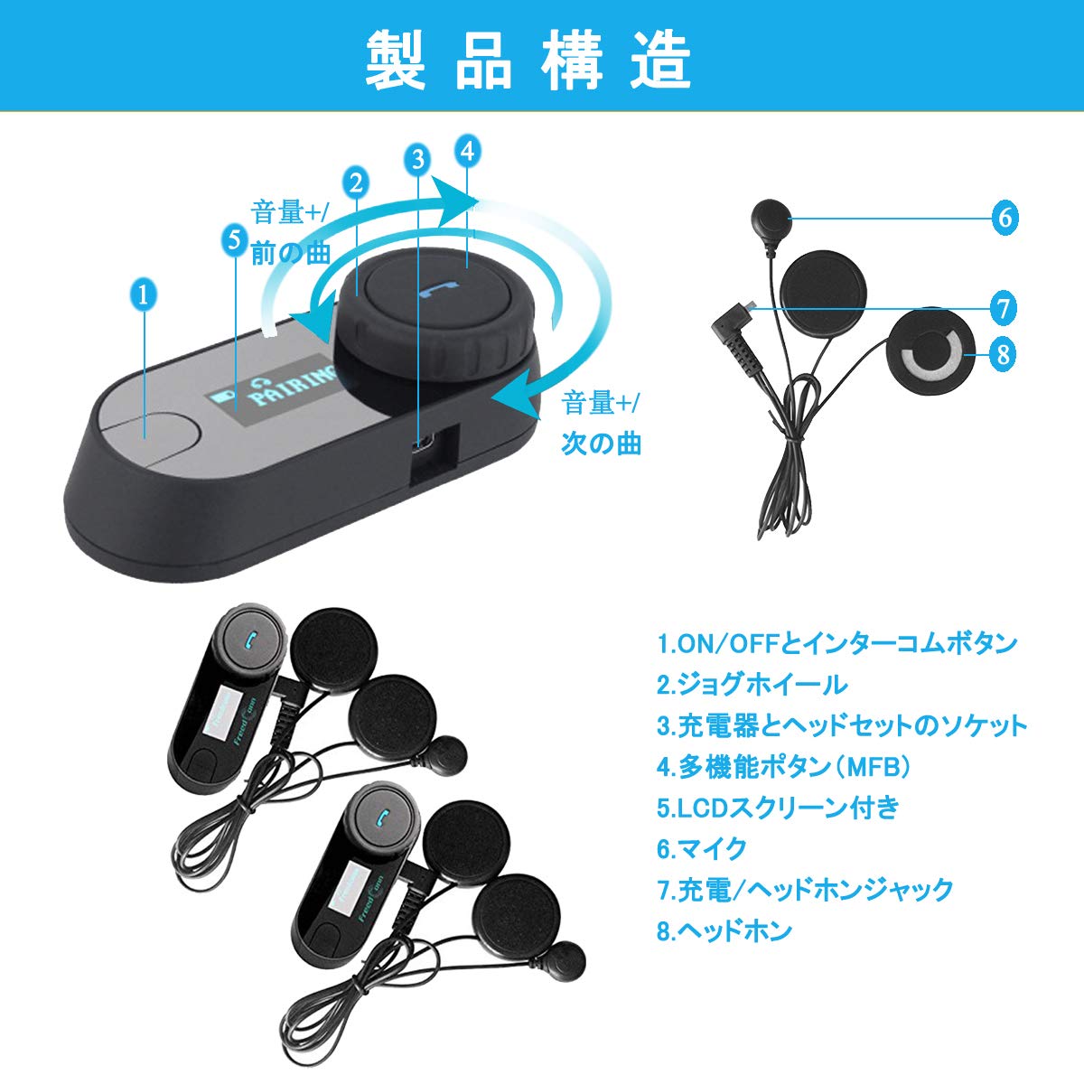 TCOM-SC X2 ヘルメットインターコムヘッドセット Amazon.co.jp: FreedConn TCOM-SCオートバイのヘルメットの