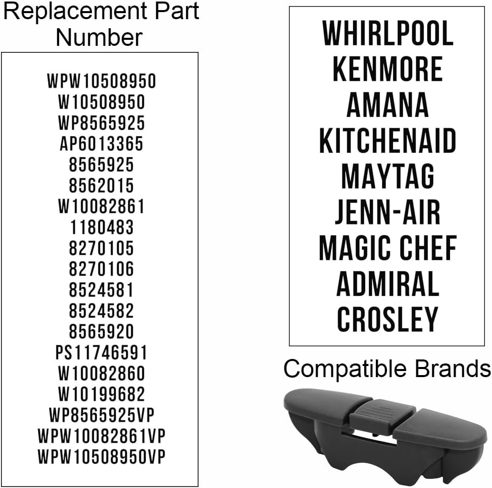 tooloflife 2 PCS WP8565925 Upper Rack Slide Rail Stop Clip W10508950 Dishwasher Compatible with Whirlpool Kenmore KitchenAid Maytag Dishwasher