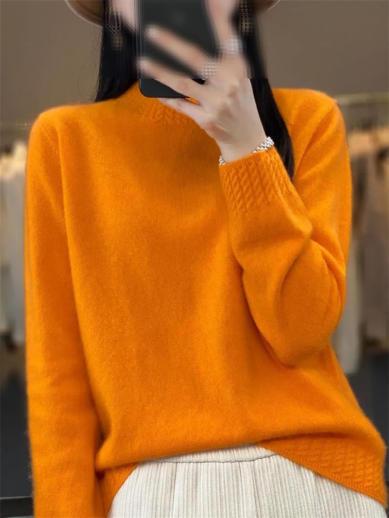 Maglione di lana da donna a collo alto a mezza altezza, per autunno e inverno, lavorato a maglia