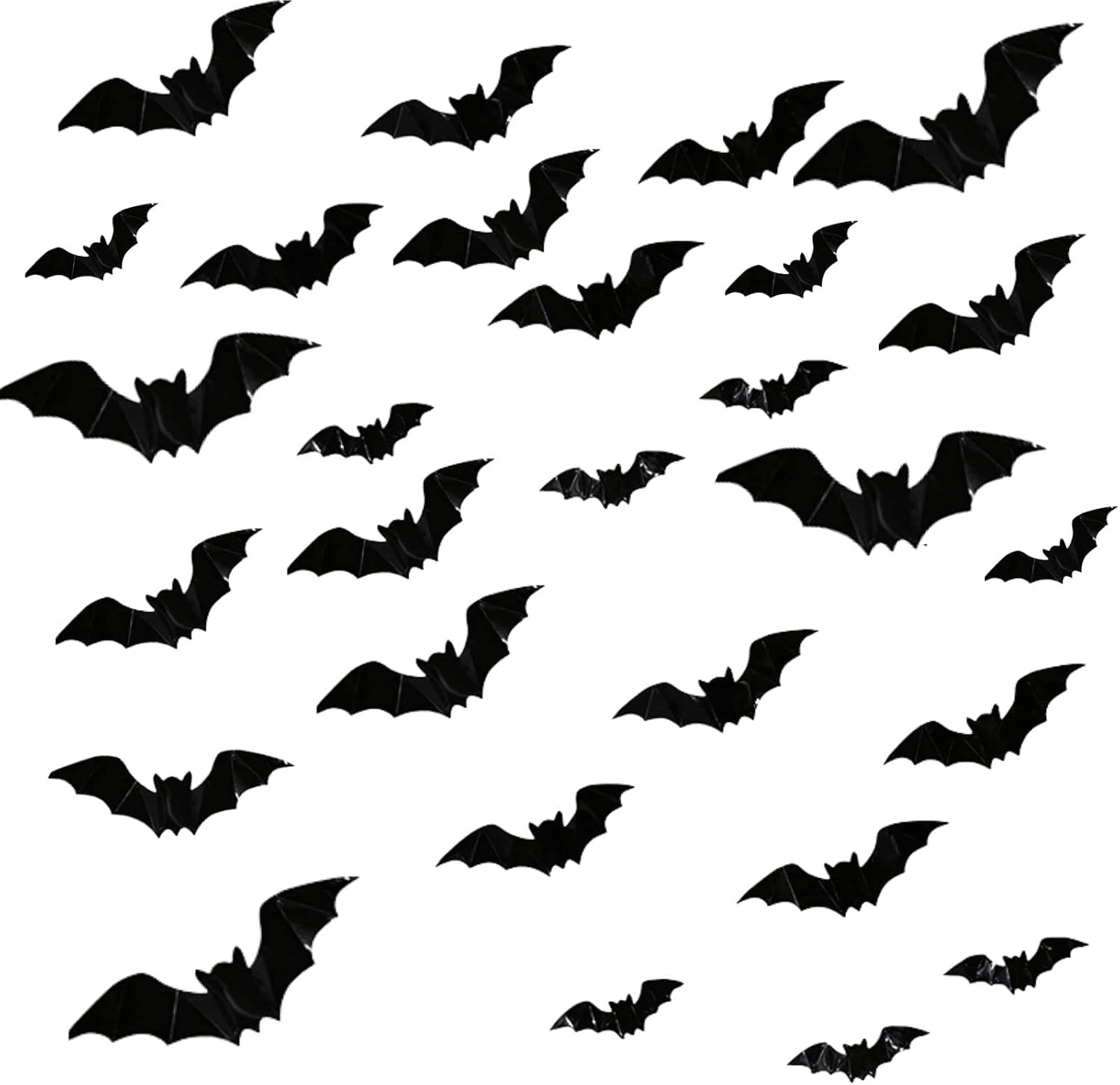 80PCS Halloween Party Decorations Bat Stickers Decor PVC 3D Scary Bats, DIY Halloween Wall Decor Indoor Stickers Decor Fear Decal Home Window Decoration Set