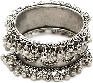 YouBella Jewellery for Women Celebrity Inspired Oxidised Silver Plated Cuff Bracelet Bangle for Women and Girls Price In India