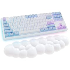 Cloud Wrist Rest Keyboard White Cloud Palm Rest with PU Leather Memory Foam Cute Keyboard Rest for Wrist