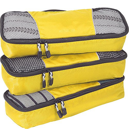 eBags Slim Classic Packing Cubes for Travel - Organizers - 3pc Set - (Canary)