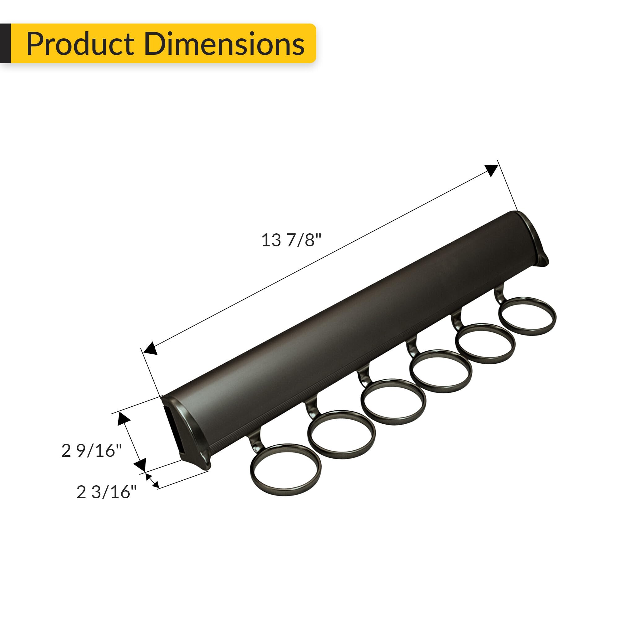 Brixwell QINA-002 Scarf Rack, 6 Hook with Full Extension Slide Black Finish