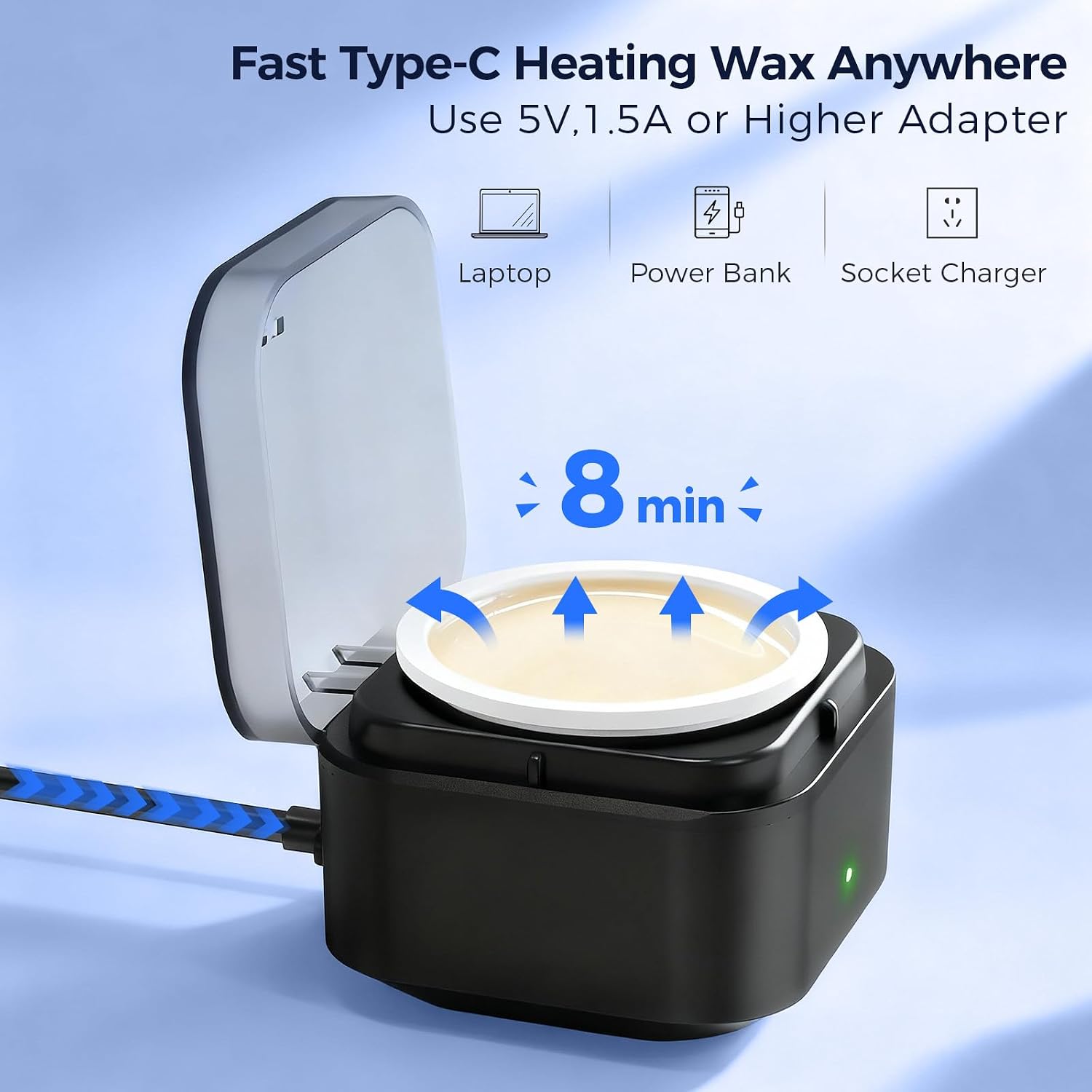 Nose Wax Kit Men: Nose and Ear Hair Removal Kit with Smart Temperature Control & USB C Fast Heating, Nose Hair Wax Kit Includes 100g Hard Wax Beans 20 Sticks & Travel Bag | Lasts up to 7 Weeks 15 Uses