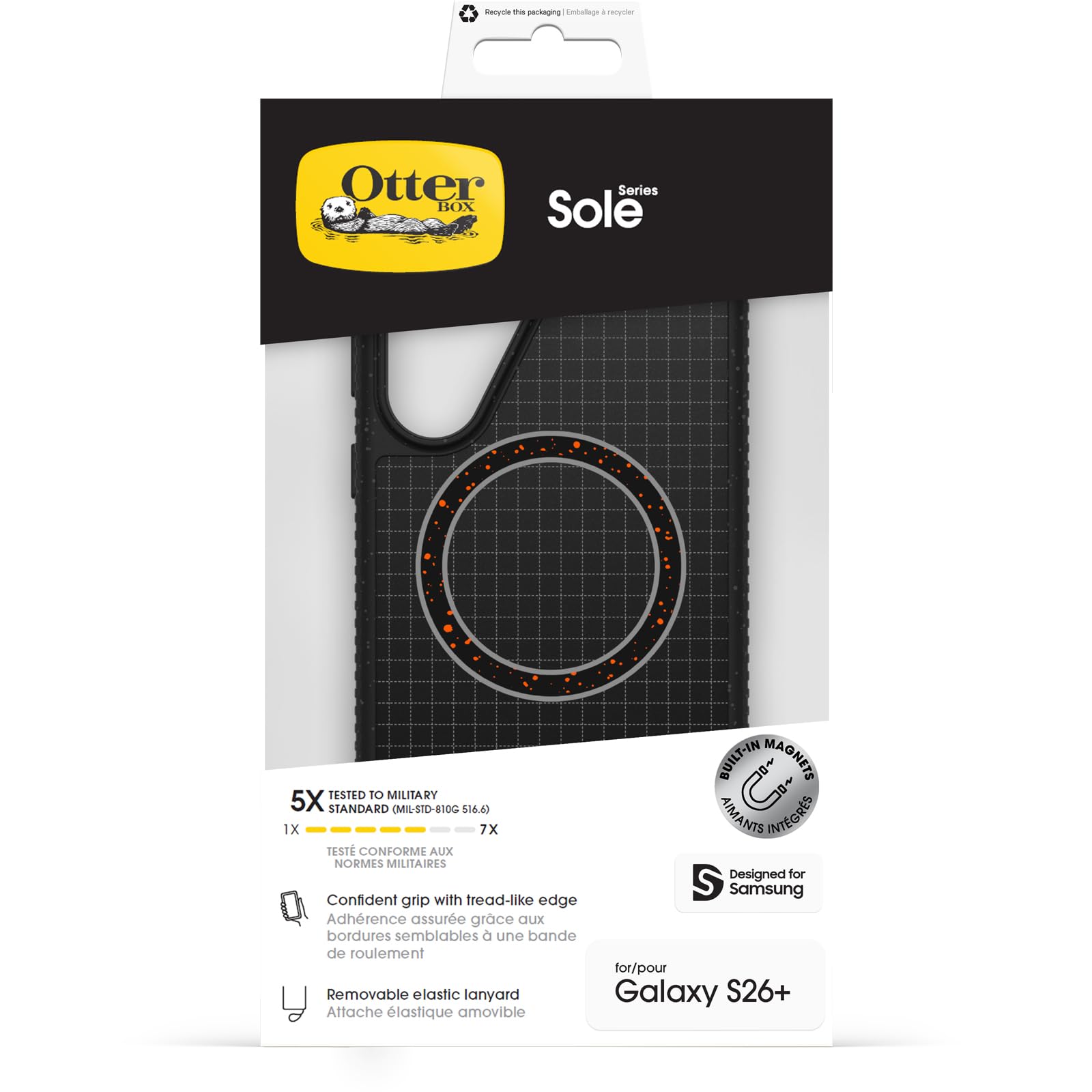 Otterbox Sole con imanes Funda para Samsung Galaxy S26+, Negro | Resistente a golpes y caídas, Funda Protectora fina, Testada 5x con los estándares Militares anticaídas