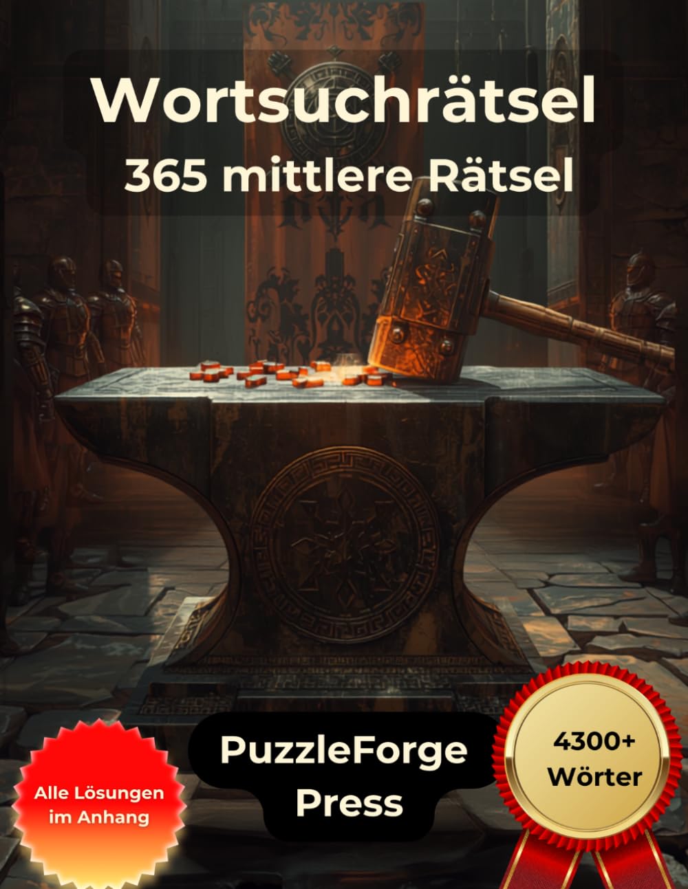 Wortsuchrätsel - 365 mittlere Rätsel: Großdruck für Erwachsene und Senioren | 4300+ Wörter | 2 Rätsel pro Seite | Mit Lösungen im Buch | Mittlere ... für Konzentration & Gehirntraining)