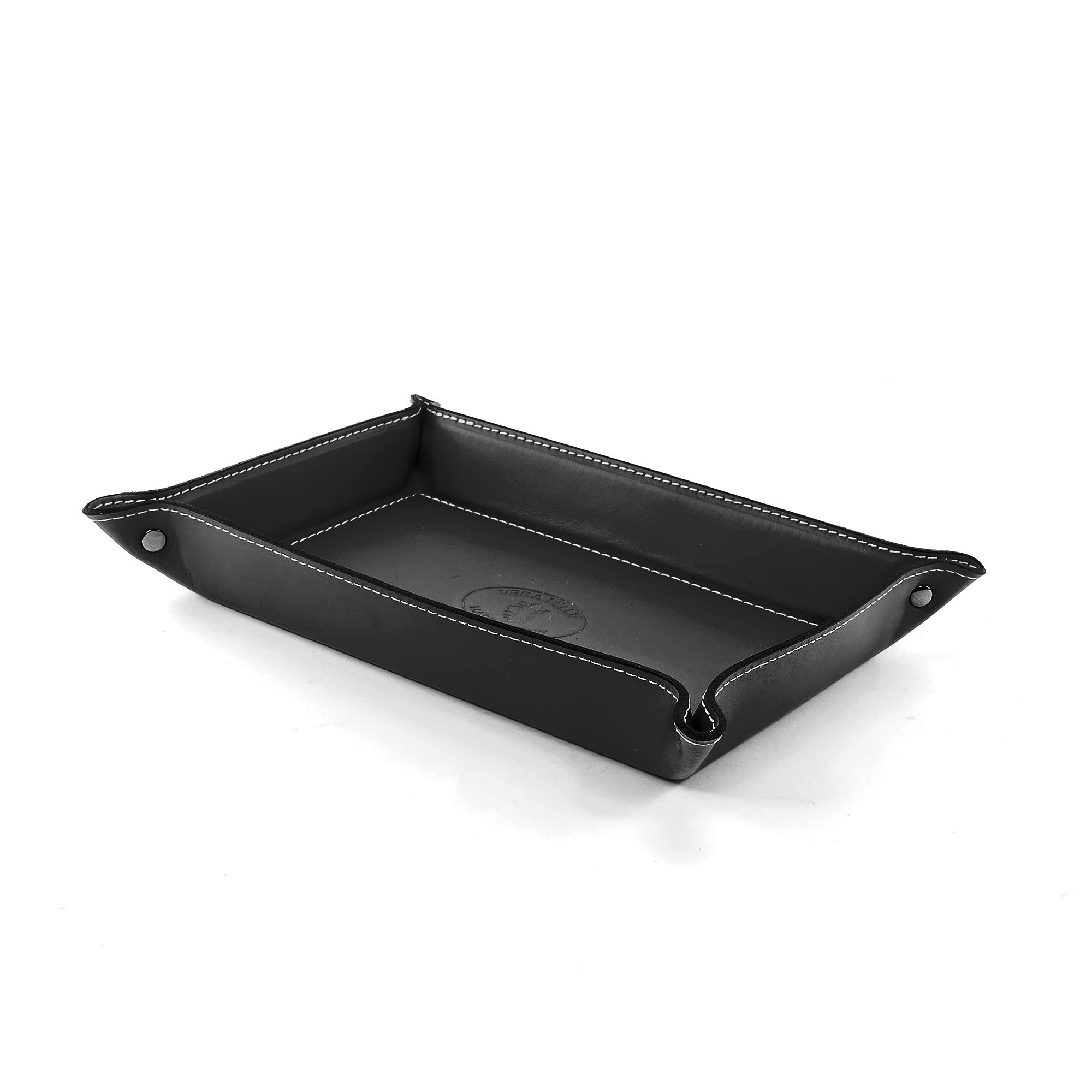 Orvieto Taschenleerer Leder, Handgearbeitet in klassischem italienischem Stil, Ordentlich Tablett, Geschenkschachtel inklusive (28x19 cm) Schwarz