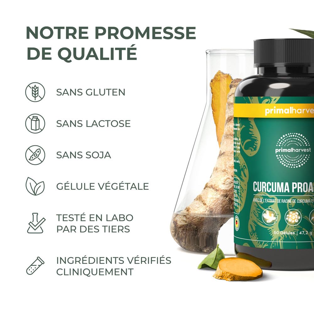 Cúrcuma Complex de Primal Harvest: suplemento vegano con 450 mg de extracto de cúrcuma y pimienta negra. Para hombres y mujeres. Contiene 60 cápsulas. (2 Pack (60 Count))