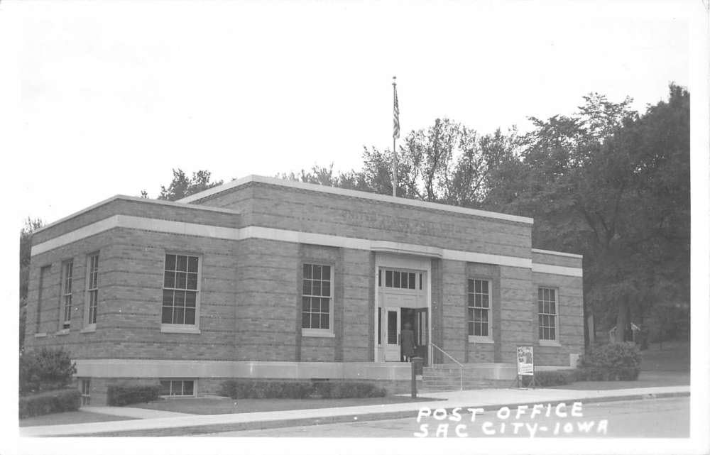 Sac City Iowa Post Office Real Photo Antique Postcard