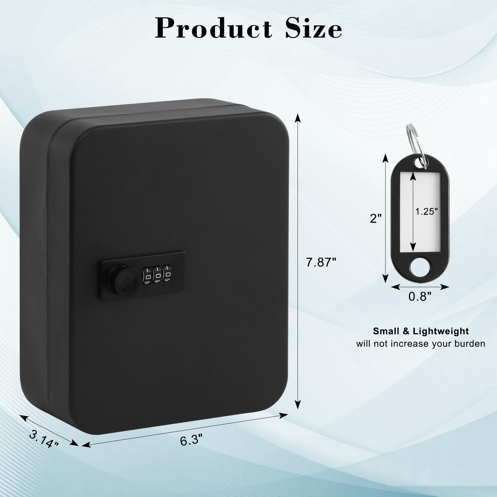KYODOLED Key Cabinet Wall Mount,Locking Key Organizer,Key Storage Lock Box with Code,Key Management with Combination Lock,20 Key Hooks & Tags Key Lab,7.8"x3.1"x2" inch,Black