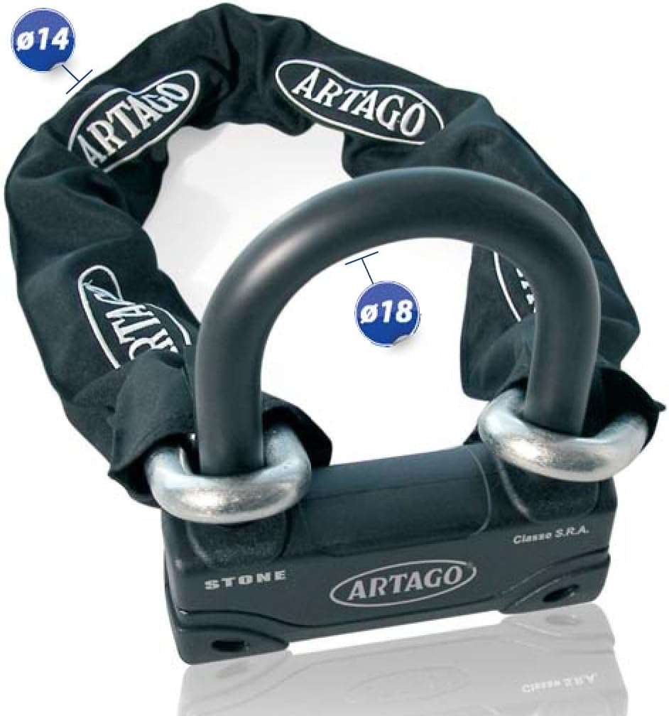 Artago Secure 18 DUO Motorcycle Chain with U-Lock / 100 cm (39.37 inches) Maximum Security Level - Best Quality and Security