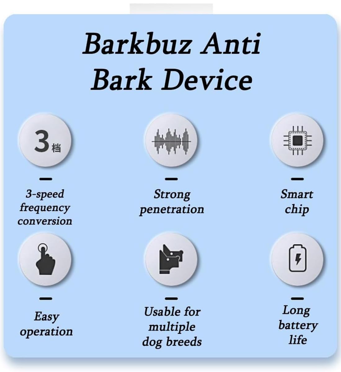 Barkbuz urządzenie przeciw szczekaniu, Qinux Barkbuz, odstraszacz kory sonicznej, trening poprawiający złe zachowanie, częstotliwość 25000-40000 Hz, 3-biegowa częstotliwość, ultradźwiękowy odstraszacz