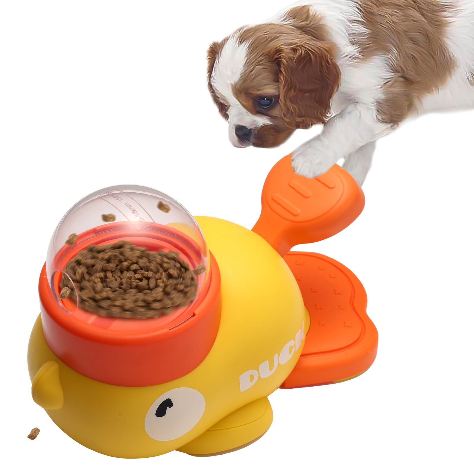 Mangiatoia automatica per cani e gatti, giocattolo interattivo 2 in 1 a forma di anatra, giocattolo di stimolazione intellettuale, alimentatore interattivo creativo, adatto per cani di piccola e media