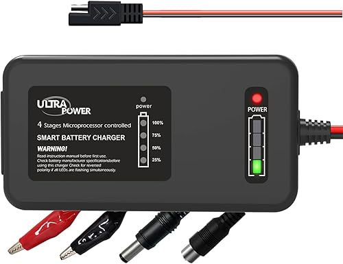ULTRAPOWER - Cargador de batería LiFePO4 de 4 amperios y 14.6 voltios, cargador de batería de litio LiPO de 12.8 voltios, mantenimiento de cargador