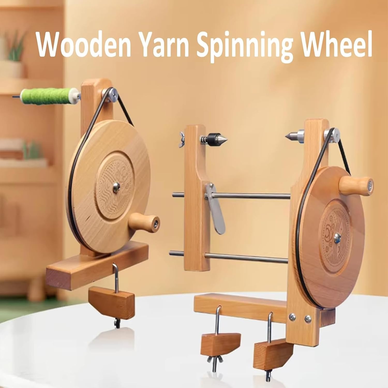 High-Speed Wooden Yarn Wheel, Hand Operated Machine for Fast Weaving of Cotton & Silk Yarns, Perfect for DIY Crafting & Creative Projects