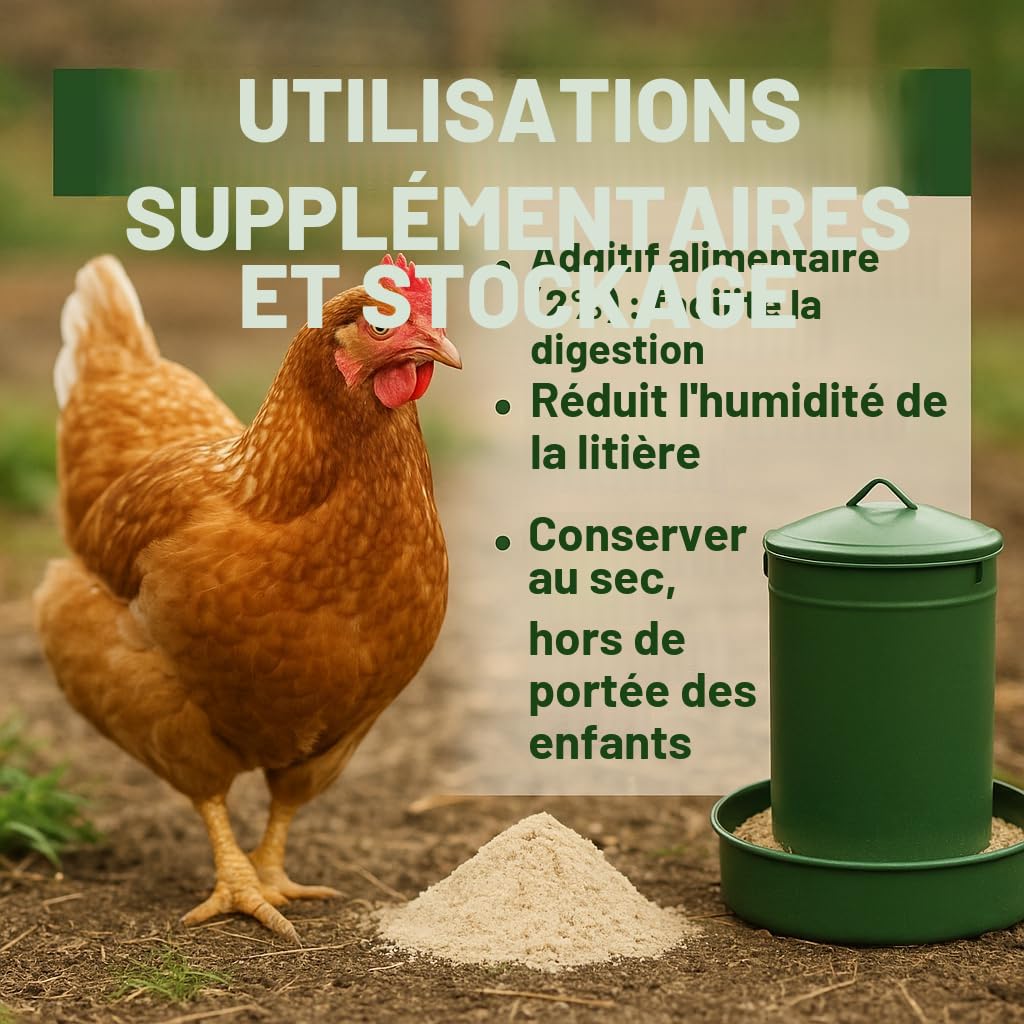 GiDeli Terre de diatomée pour poulets et jardin - Poudre de silicate amorphe à base d'algues fossiles - Haute absorption, comme additif de litière et pour le bain de sable - 5 kg