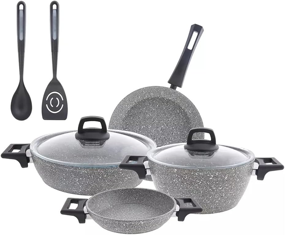 Cooking Pot, Frying pan,8 Parts Cookware Set Plated Fireproof Non-Stick Anti-Scratch vision