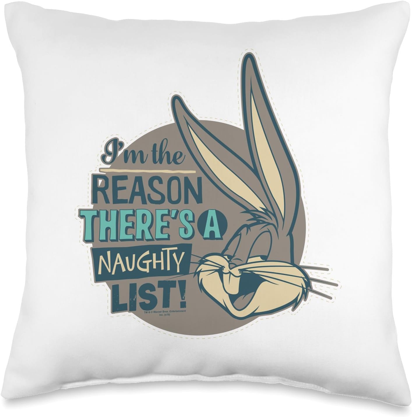 Looney Tunes Bugs Bunny Naughty List Throw Pillow
