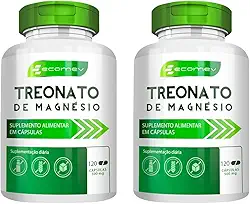 Kit 2Un Magnesio Treonato 100% Puro 500mg 240 Cápsulas Ecomev 4 Meses Tratamento