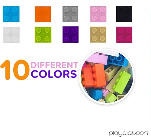 Miniatura 5 de Play Platoon Kit de ladrillos de construcción de 1100 piezas con ruedas, neumáticos, ejes, ventanas y puertas, colores clásicos y pastel