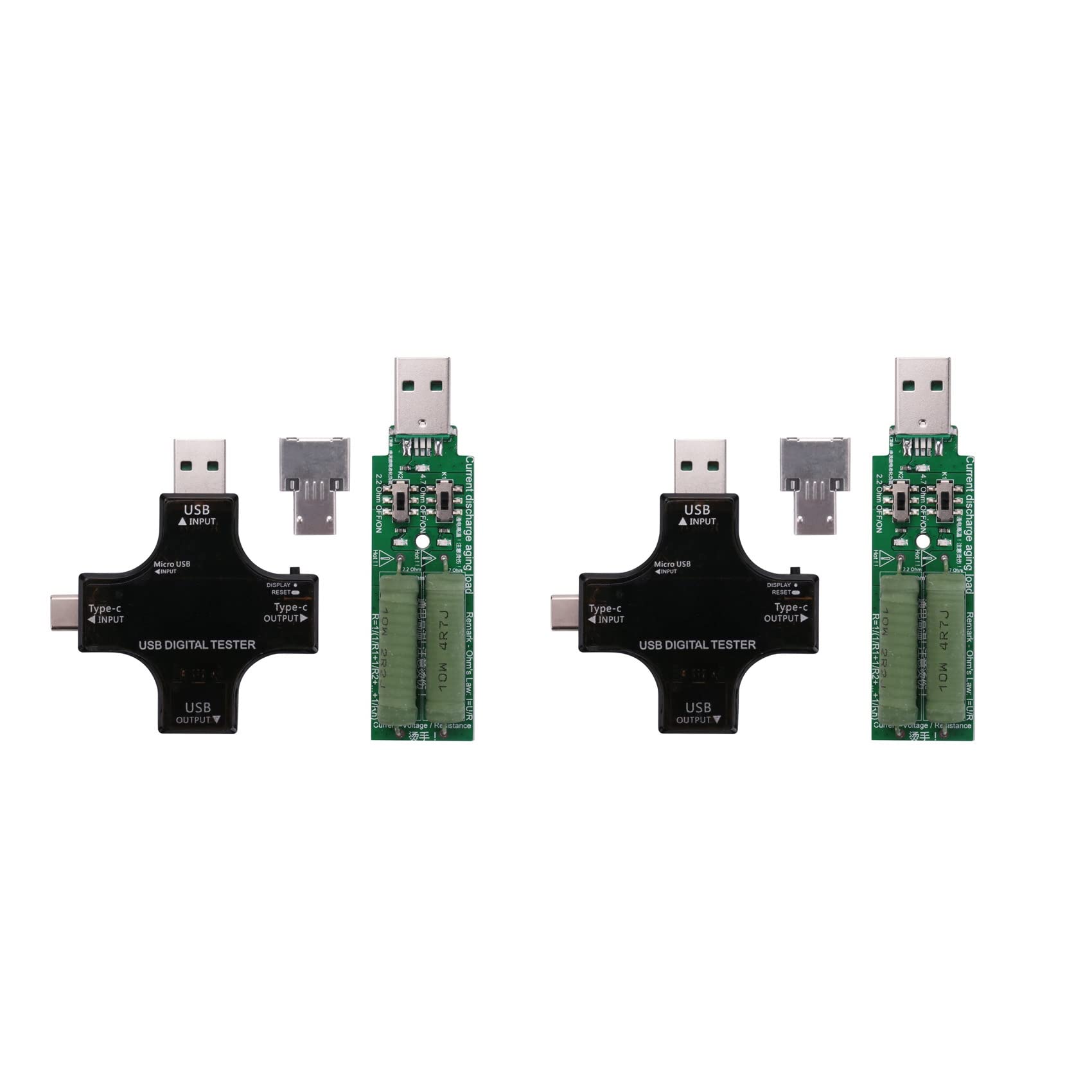 Testery USB C, 2 w 1, 2 w 1, kolorowy wyświetlacz IPS, cyfrowy multimetr, napięcie, prąd, temperatura, w zestawie