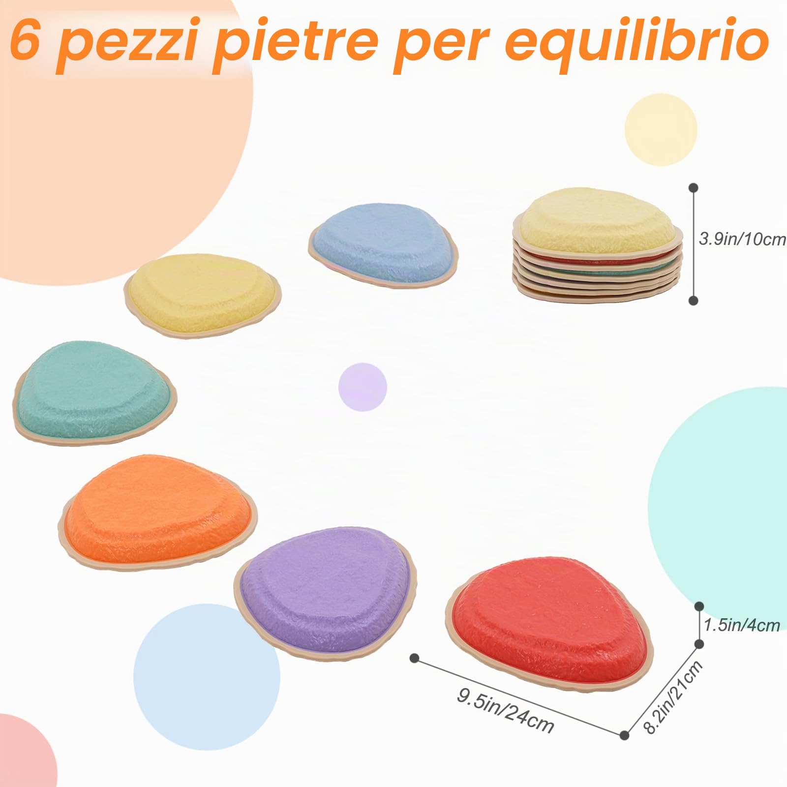 Pietre di Bilanciamento per Bambini, 6PCS Stepping Stones Impilabili, Prcorso Psicomotricità Bambini per Interni ed Esterni, Gioco Equilibrio Sensoriale, Promuovere l'equilibrio e Coordinazione