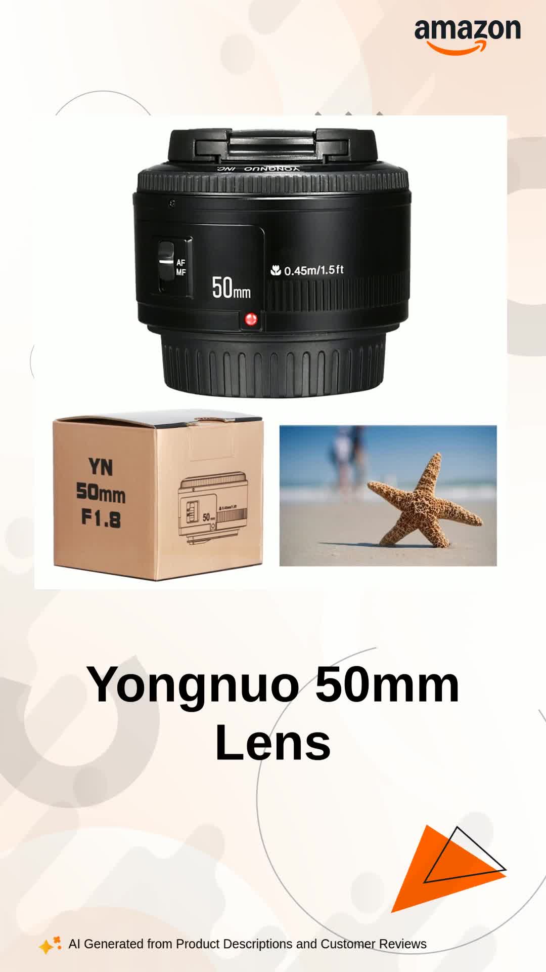 Yongnuo_ YN 50 mm F/1.8 AF/MF Large Aperture Auto Focus Lens for