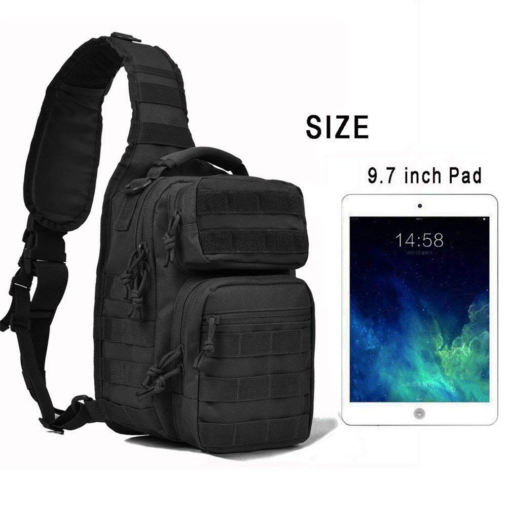 GZLMMY Men's Tactical Sling Bag Backpack Shoulder Chest Pack Cross Body Bag Casual Multipurpose Anti Theft Daypack for Travel, Hiking,Camping,Trekking,Outdoor Sport (Black)