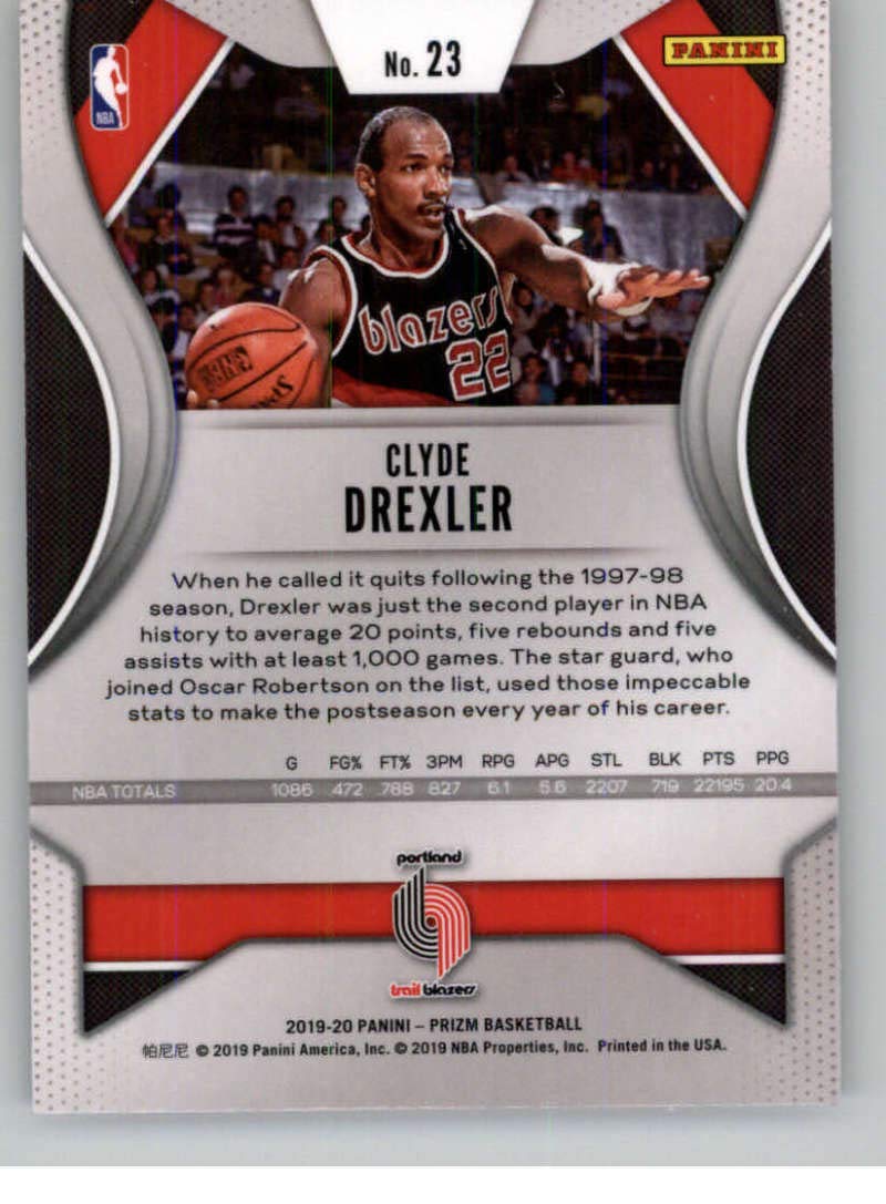 Amazon.com: 2019-20 Panini Prizm #23 Clyde Drexler Portland Trail Blazers  NBA Basketball Trading Card : Collectibles & Fine Art