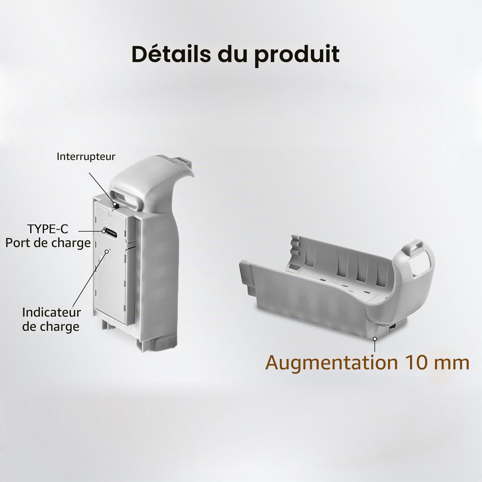 Train d'atterrissage LED rechargeables pour DJI Neo - Coque batterie - Châssis lumineux - Jambes étendibles - Support levage 2 en 1