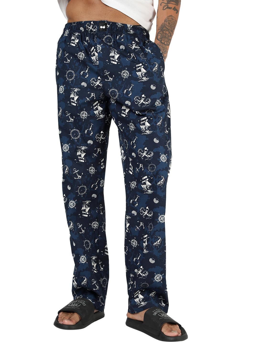 bewakoof Men's All Over Printed Regular Fit Poplin Pyjama-picture-35