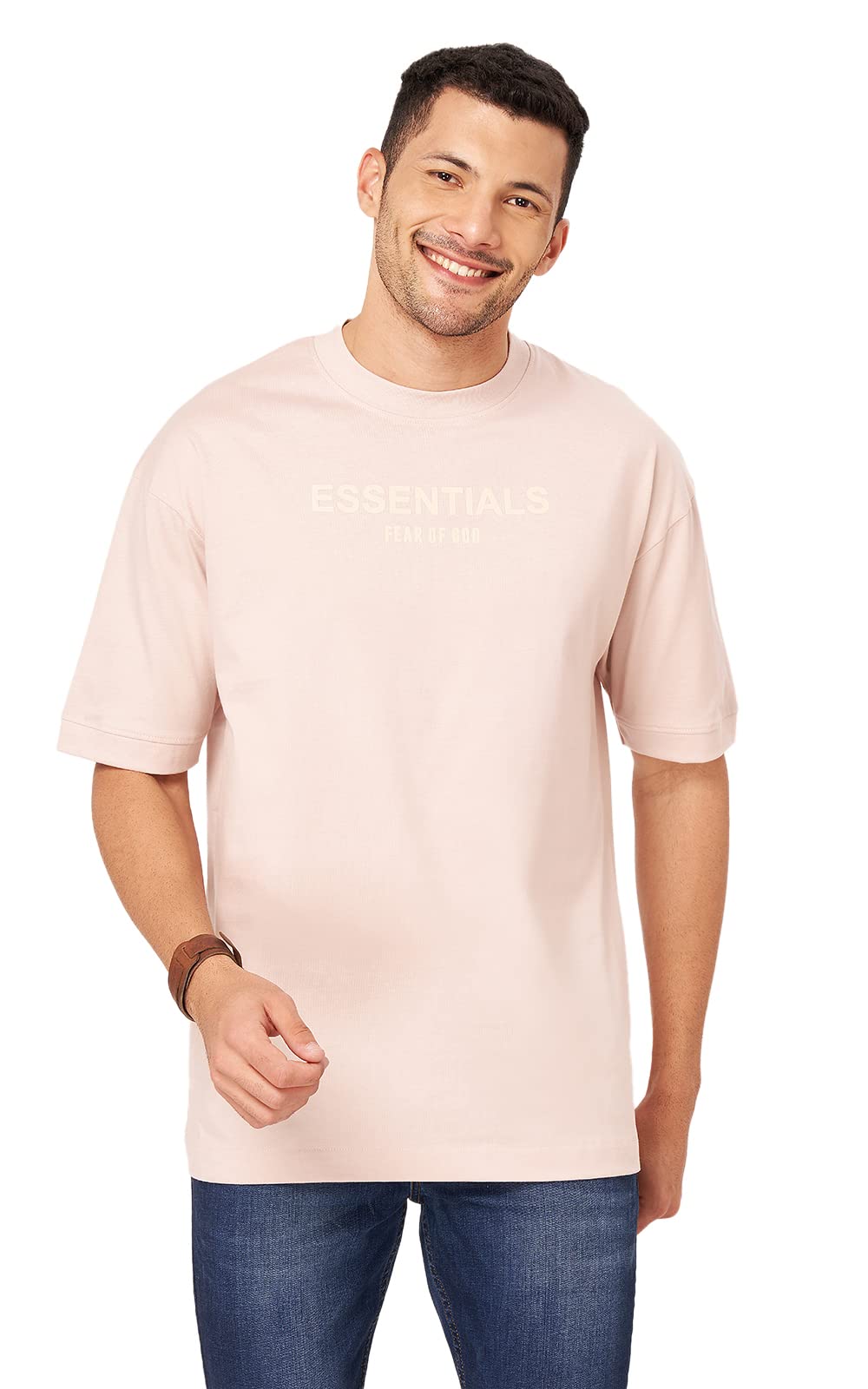 ZUMens 100% Cotton Printed Half Sleeves Oversized, Lose Fit, Drop Shoulder, Relaxed Fit T-Shirt