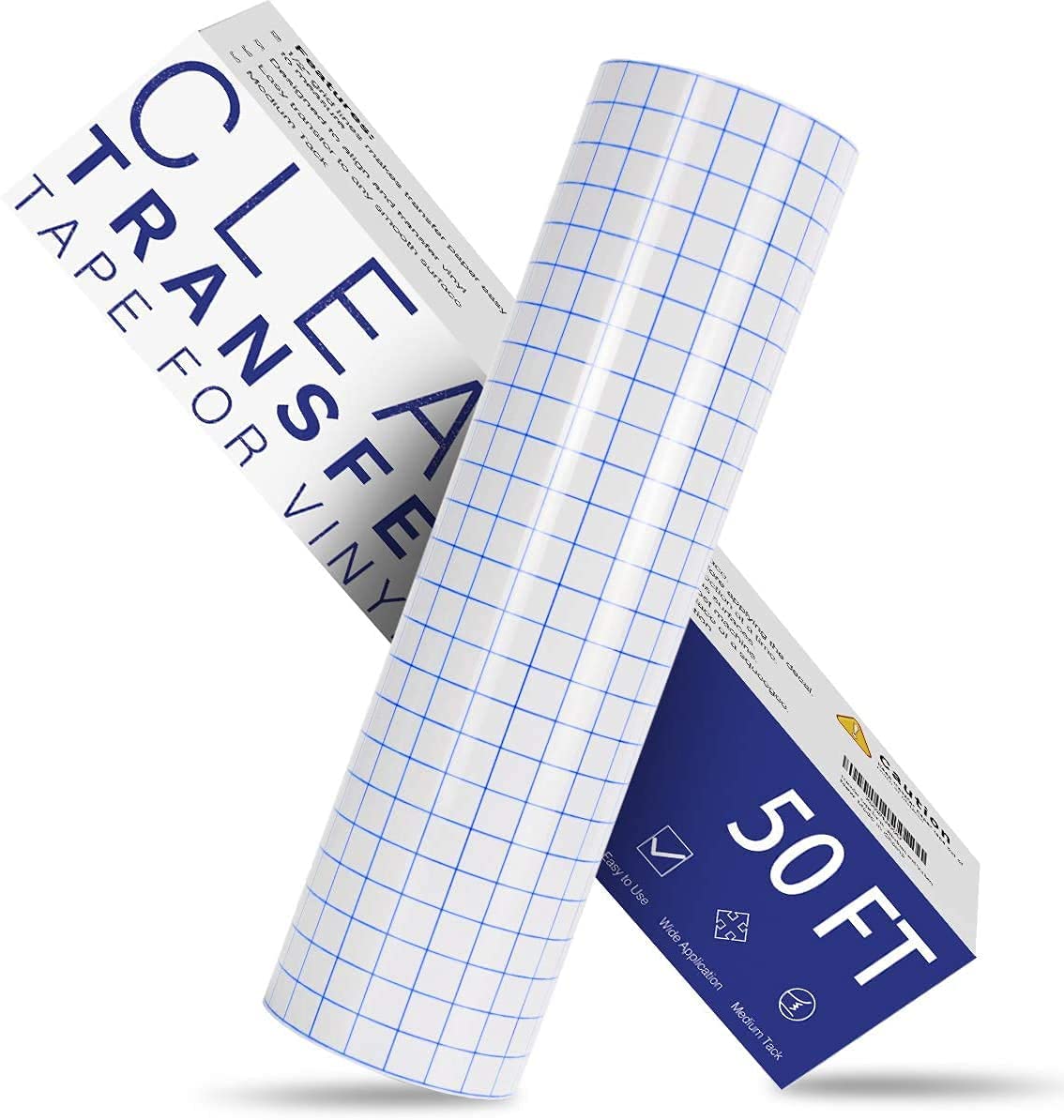 Transfer Tape for Vinyl -12" x 50FT(30.5 * 1524 cm) Blue Grid Vinyl Transfer Tape Roll for Decals,Signs, Stickers