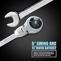 Vista 4 de LOSCHEN 1 llave de trinquete de cabeza flexible abierta 3/4, llave de trinquete SAE con 72 dientes, llave de trinquete de tubo de acero al cromo