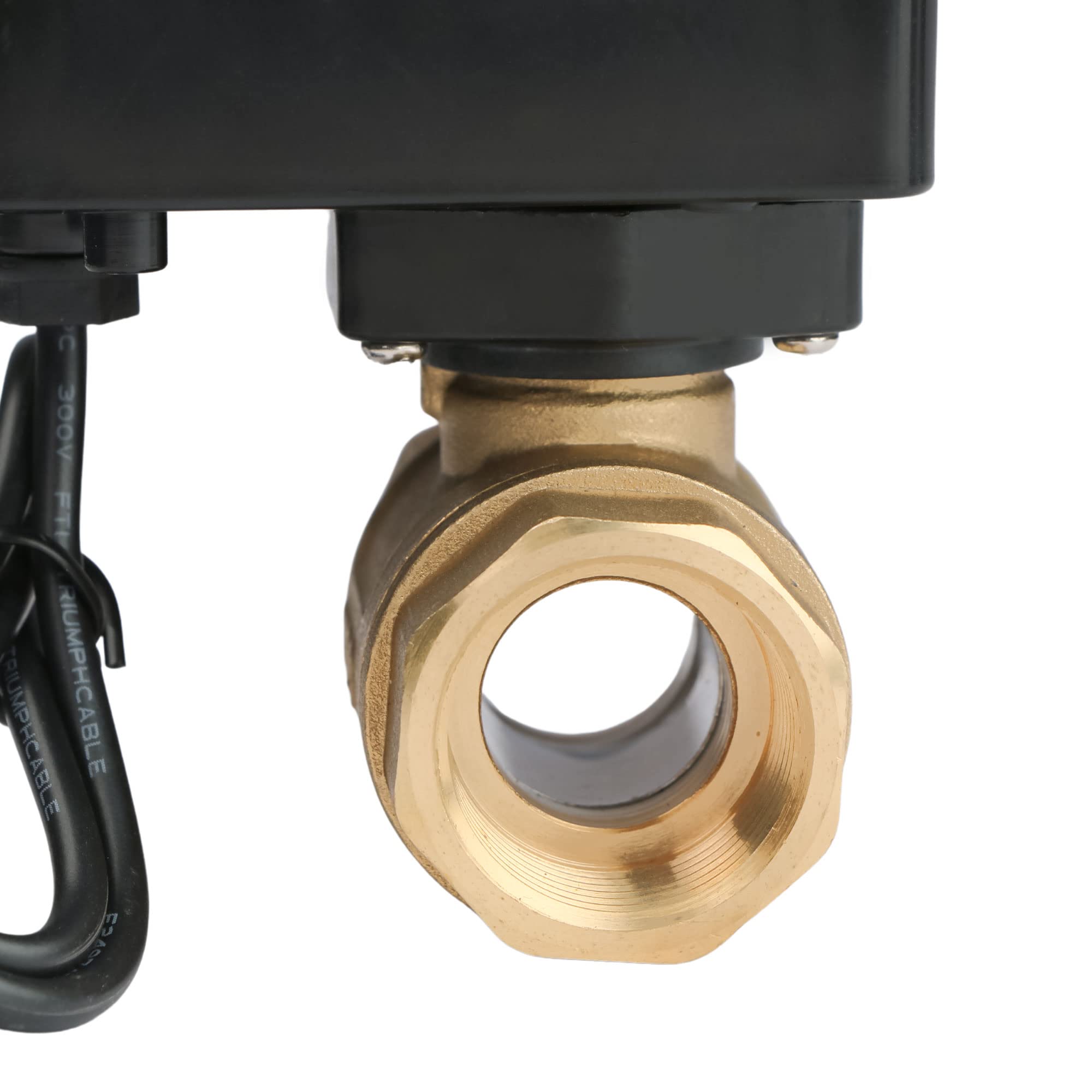 U.S. Solid Valvola a sfera motorizzata - Valvola a sfera in ottone da 3/4" con porta standard, 9-36V AC/DC, configurazione a 2 fili di ritorno automatico, normalmente aperta, filettatura G