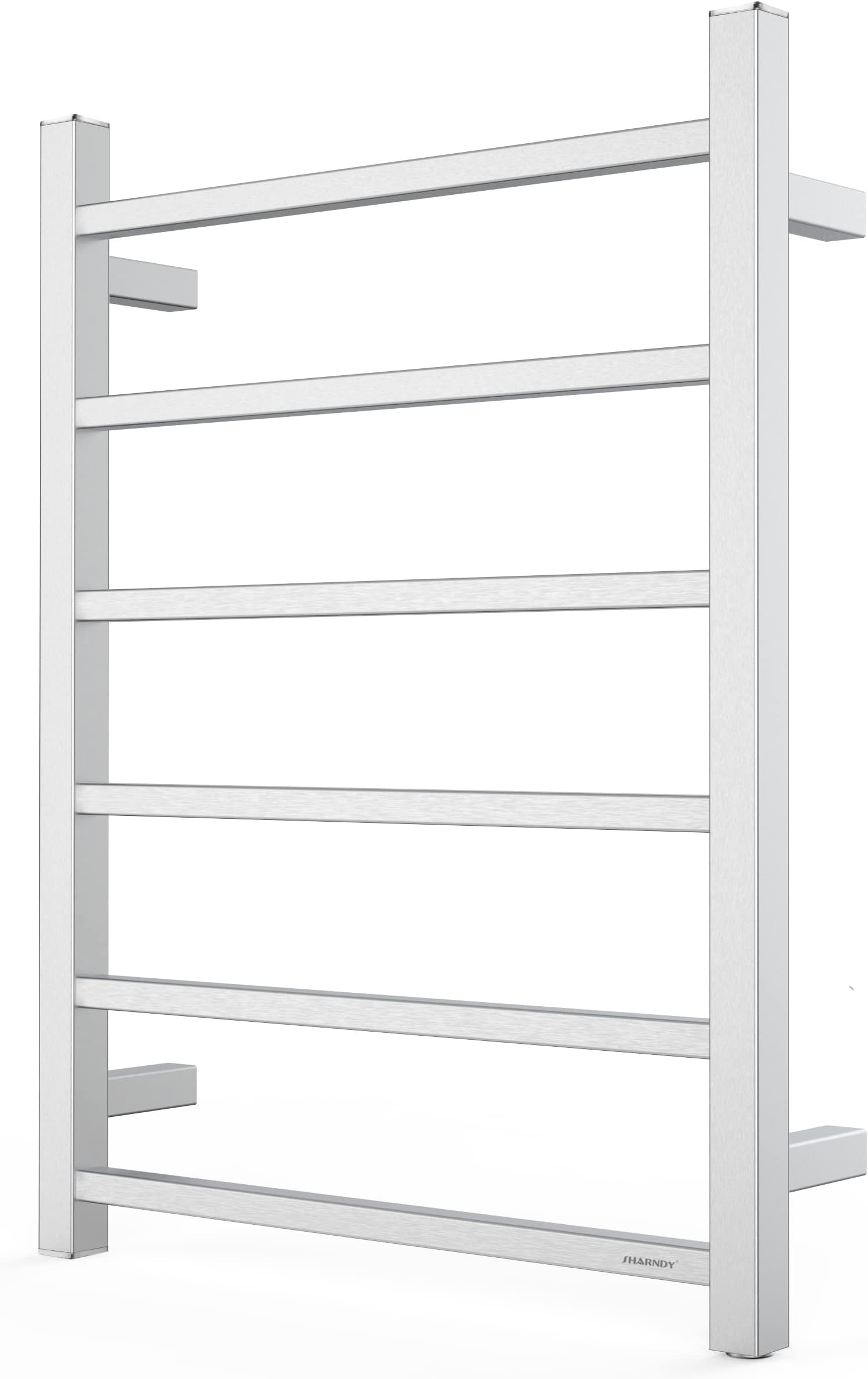 Towel Warmer Brushed Nickel for Bathroom Wall Mounted Bath Towel Heater Plug-in Square 6 Bars Drying Rack Stainless Steel Electric Heated Towel Rack ETW13 68W 26.77x20.47x4.13 inches