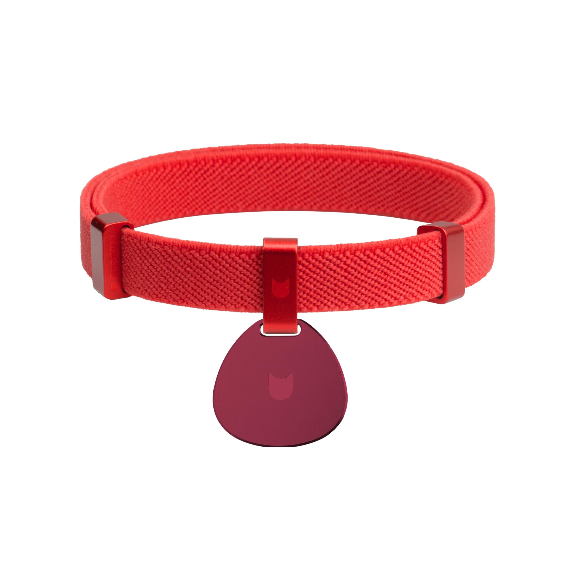 BuddyArmor Safety Cat Collar and ID Tag Set - Elastic Quick Release, Non Breakaway Cat Collar Personalized Anodized Aluminum Engraved Pet Name Tag, Lightweight for Kitten Small Large Cats